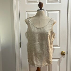 Preston & York 100% linen sleeveless pullover blouse tan top women size 12 nwts